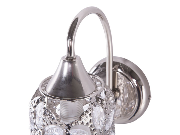 Beliani Lampa ścienna wzór kwiatowy srebrna metalowa kinkiet styl romantyczny glam Szkło Kinkiet dekoracyjny Kryształ Kinkiet z kloszem Styl Vintage