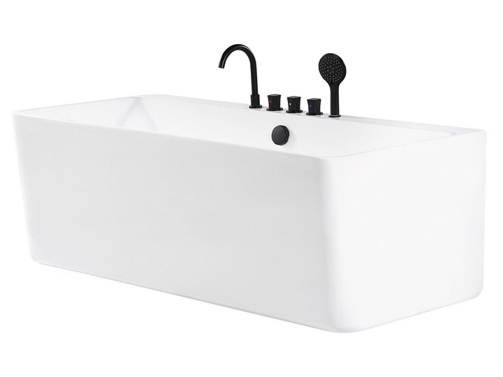 Beliani Wanna biała akrylowa 170 x 75 cm przyścienna prostokątna nowoczesny design Długość 170 cm Symetryczne Kolor Biały