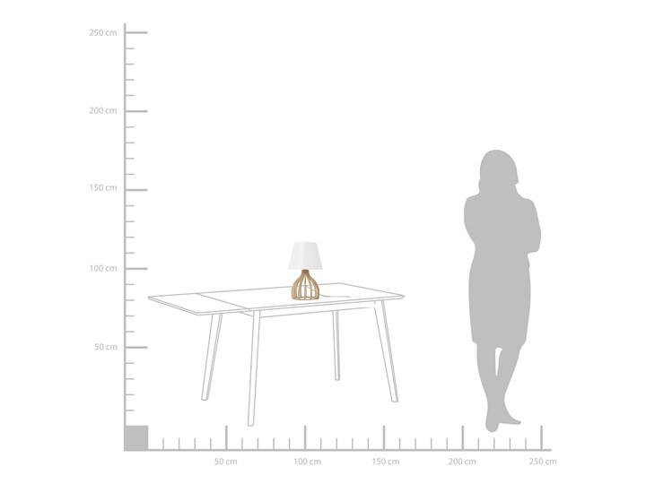 Beliani Lampa stołowa biała jasne drewno 36 cm okrągły abażur ażurowa nowoczesna Lampa z abażurem Lampa nocna Pomieszczenie Sypialnia