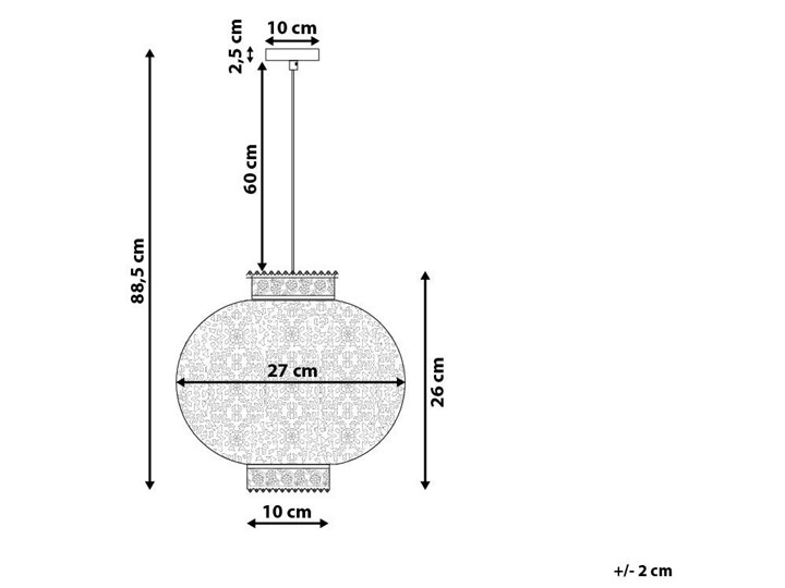 Beliani Lampa wisząca biała metalowa 88 cm ażurowa kształt lampionu matowe wykończenie boho Ilość źródeł światła 1 źródło Stal Lampa z kloszem Kategoria Lampy wiszące
