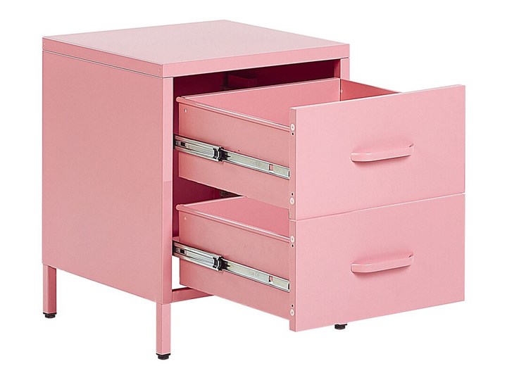 Beliani Stolik nocny różowy stal szafka nocna z 2 szufladami industrialny design meble do przechowywania w sypialni Nocne Metal Pomieszczenie Sypialnia