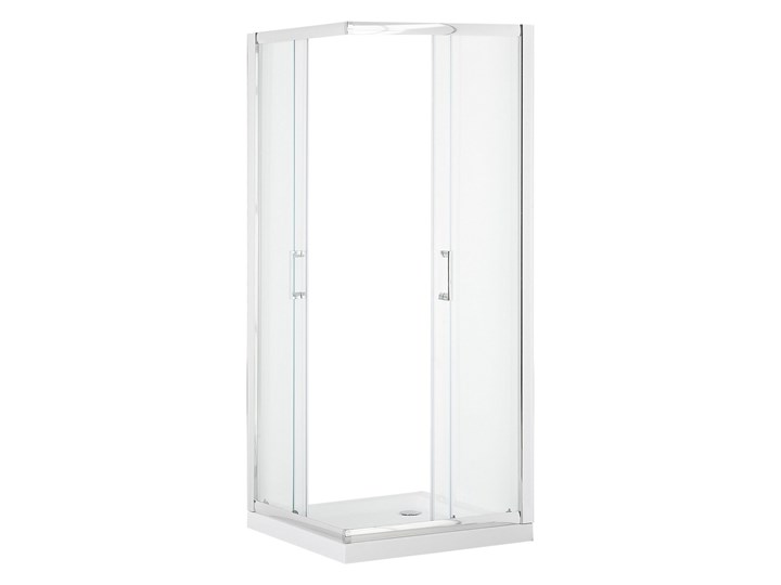 Beliani Kabina prysznicowa srebrna szkło hartowane aluminum podwójne drzwi 80x90x185cm nowoczesny design Narożna Kategoria Kabiny prysznicowe Kwadratowa Rodzaj drzwi Rozsuwane
