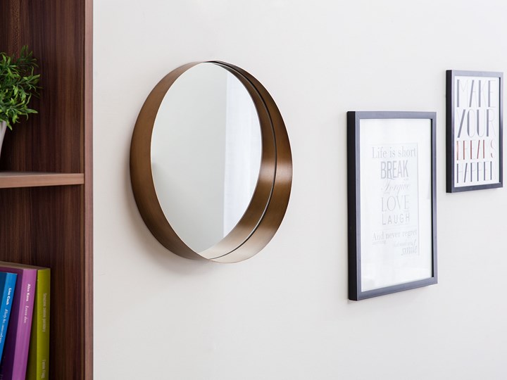 Beliani Lustro ścienne wiszące kolor miedzi 40 cm salon sypialnia Lustro z ramą Okrągłe Styl Nowoczesny