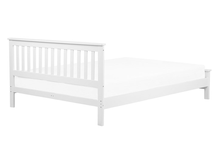 Beliani Łóżko ze stelażem białe drewniana rama 160 x 200 cm niskie wezgłowie minimalistyczny design Drewno Rozmiar materaca 160x200 cm