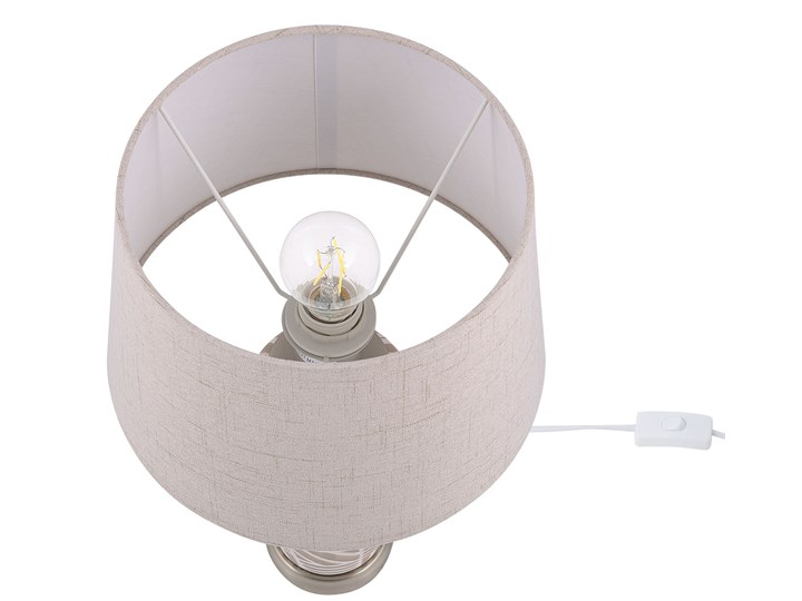 Beliani Lampa stołowa beżowa ceramiczna z białym abażurem 48 cm wzory lampka nocna nowoczesna Ceramika Metal Lampa dekoracyjna Lampa z abażurem Lampa nocna Pomieszczenie Salon