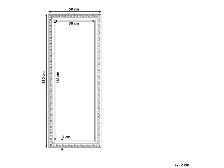 Beliani Lustro ścienne wiszące biało-srebrne 50 x 130 cm łazienka przedpokój Lustro z ramą Prostokątne Styl Klasyczny