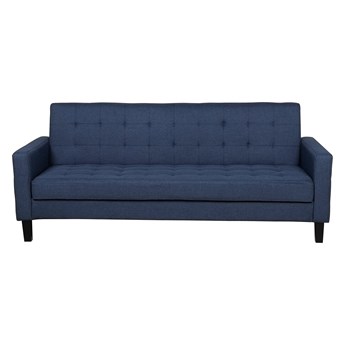 Beliani Sofa rozkładana granatowa 3-osobowa pikowana sosnowe nogi styl retro