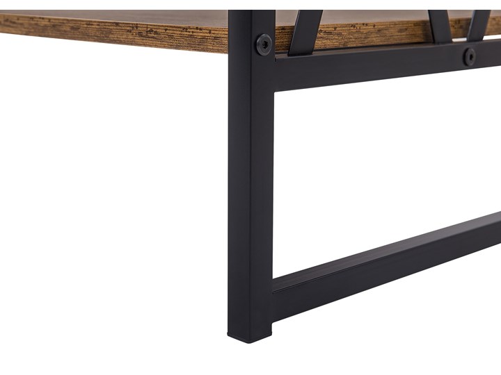Beliani Konsola stolik ciemne drewno czarny metal 2 szuflady półka industrialny styl salon pokój Z półką Szerokość 107 cm Z szufladą Głębokość 46 cm Pomieszczenie Przedpokój Pomieszczenie Sypialnia