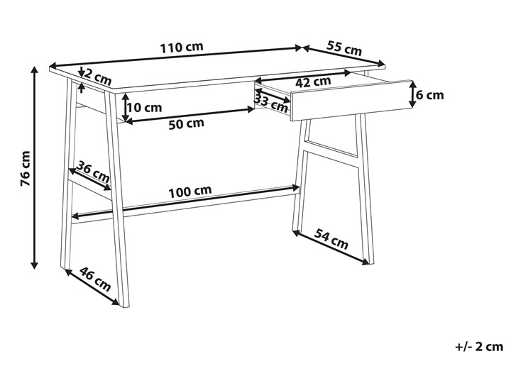 Beliani Biurko szare ze złotym metalowa rama 110 x 55 cm biurko z szufladami w stylu glamour Szerokość 110 cm Biurko tradycyjne Płyta MDF Kolor Szary Kategoria Biurka