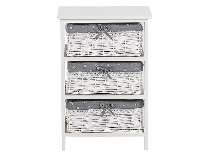 Beliani Szafka biało drewno MDF 58 x 40 cm szuflada i dwa plecione wiklinowe kosze z szarą wyściółką stolik nocny do sypialni pokoju dziecięcego Płyta MDF Pomieszczenie Przedpokój Płyta laminowana Typ Nocne