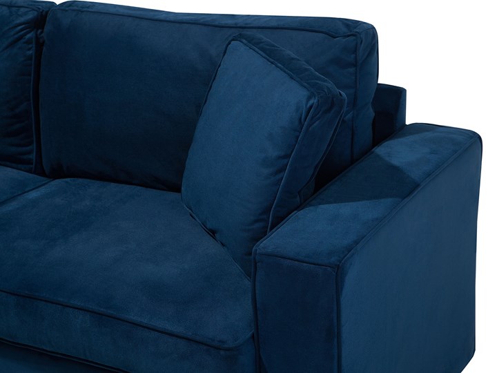 Beliani Sofa ciemnoniebieska welurowa trzyosobowa nowoczesna kanapa do salonu z poduszkami Szerokość 204 cm Głębokość 78 cm Stała konstrukcja Funkcje Bez dodatkowych funkcji