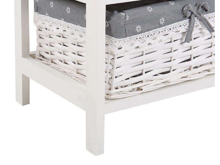Beliani Szafka biało drewno MDF 58 x 40 cm szuflada i dwa plecione wiklinowe kosze z szarą wyściółką stolik nocny do sypialni pokoju dziecięcego Płyta laminowana Płyta MDF Pomieszczenie Przedpokój