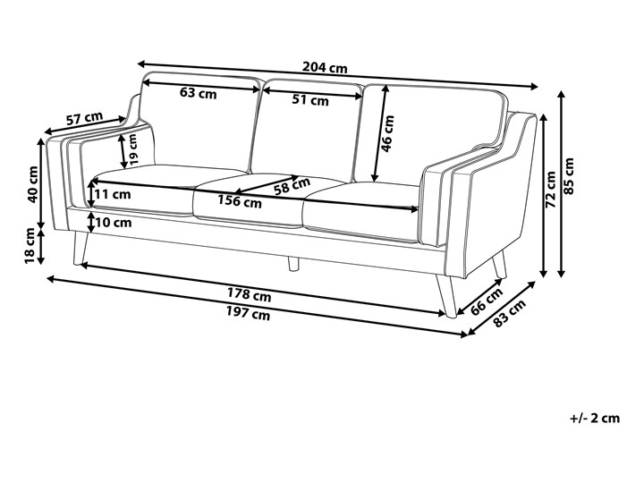 Beliani Sofa trzyosobowa jasnoszara welurowa aksamitna dębowe nóżki salon duży pokój retro vintage glamour Stała konstrukcja Szerokość 204 cm Boki Z bokami Funkcje Bez dodatkowych funkcji