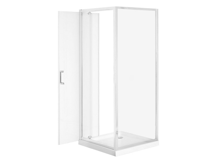 Beliani Kabina prysznicowa srebrna szkło hartowane aluminum pojedyncze drzwi 70 x 70 x 185 cm nowoczesny design Kategoria Kabiny prysznicowe Narożna Kwadratowa Brodzik Bez brodzika