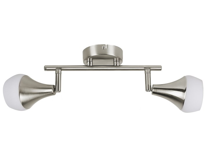 Beliani Lampa ścienna srebrna metalowa ze szklanym kloszem 2-punktowa kinkiet regulowana styl industrialny Kolor Srebrny Kinkiet z kloszem Kinkiet dekoracyjny Szkło Kinkiet z regulacją Kategoria Lampy ścienne