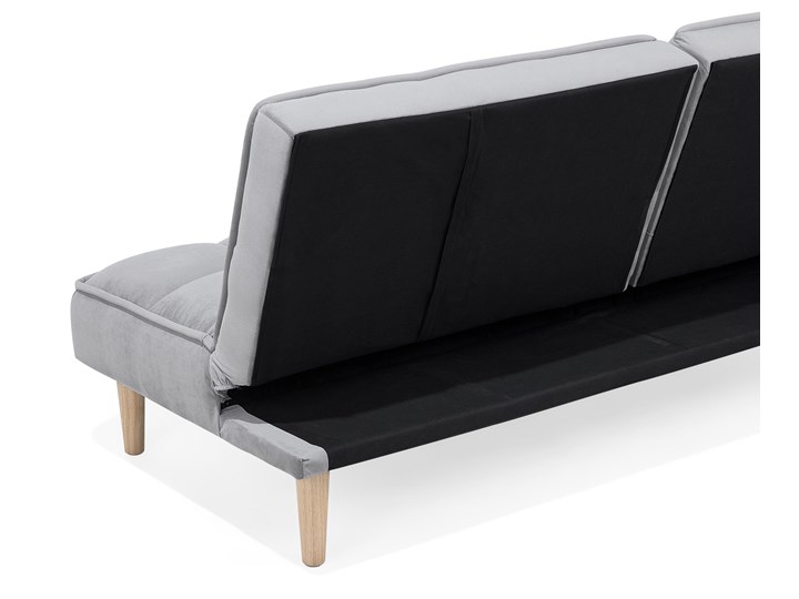 Beliani Sofa rozkładana jasnoszara 3-osobowa z funkcją spania styl skandynawski Wersalka Szerokość 177 cm Głębokość 80 cm Nóżki Na nóżkach