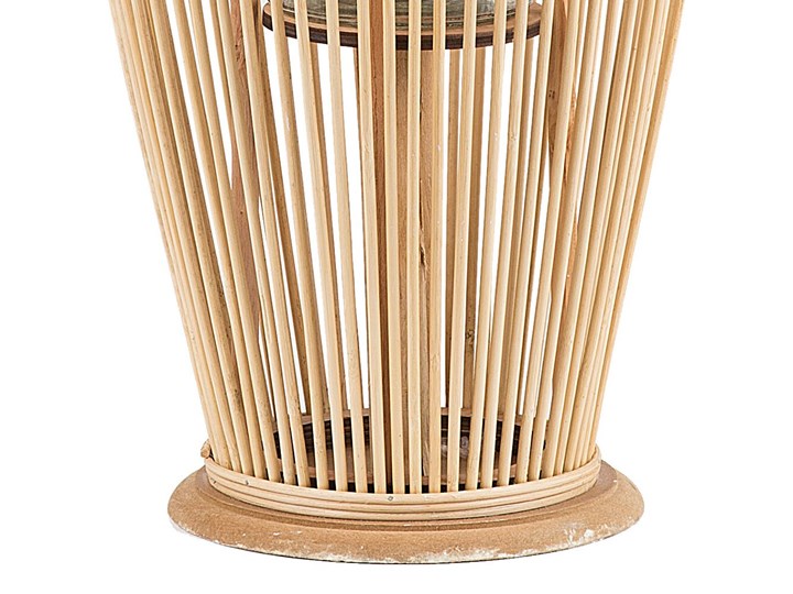 Beliani Lampion dekoracyjny jasne drewno bambusowe 72 cm ozdoba latarnia na świecę Szkło Kategoria Świeczniki i świece Kolor Beżowy