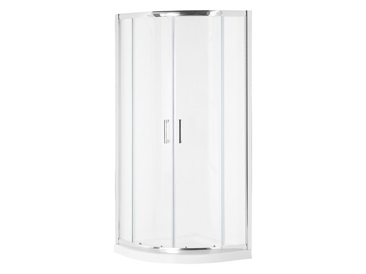 Beliani Kabina prysznicowa srebrna szkło hartowane aluminium podwójne drzwi półokrągłe 90x90x185cm nowoczesny design Wysokość 185 cm Narożna Szerokość 90 cm Rodzaj drzwi Rozsuwane Kategoria Kabiny prysznicowe