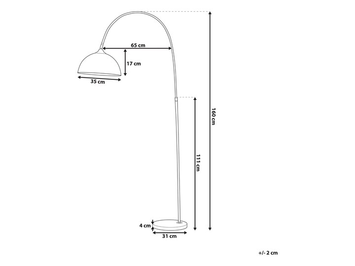 Beliani Lampa podłogowa miedziana metalowa 160 cm pałąk wysoki połysk nowoczesna Lampa z kloszem Lampa dekoracyjna Styl Nowoczesny