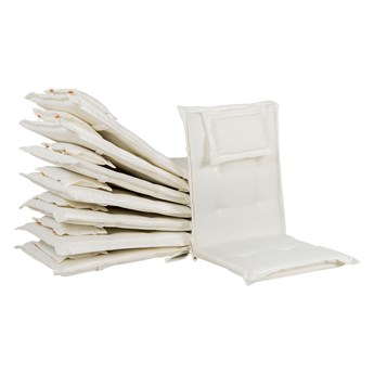 Beliani Poduszki na krzesła ogrodowe złamana biel z poliestru odporne na promieniowanie UV zestaw 8