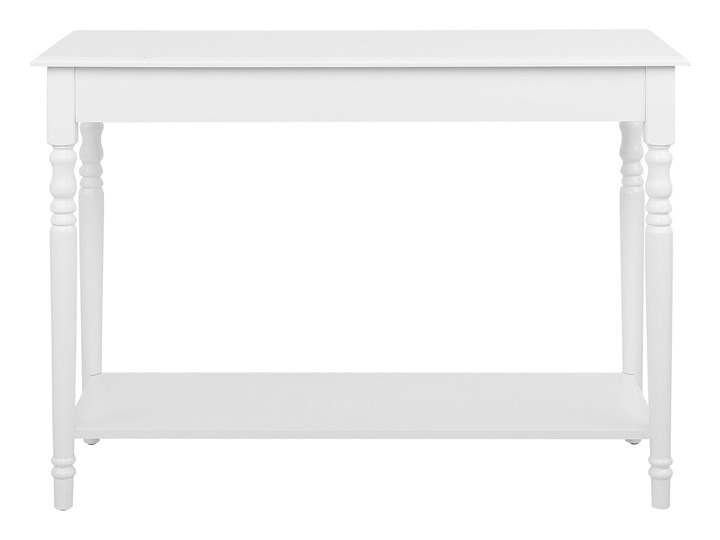 Beliani Konsola biała połysk 77 x 102 cm z półką i szufladką styl klasyczny Z szufladą Sosna Głębokość 40 cm Kolor Biały Drewno Płyta MDF Pomieszczenie Salon