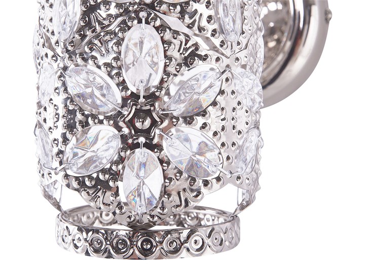 Beliani Lampa ścienna wzór kwiatowy srebrna metalowa kinkiet styl romantyczny glam Szkło Kinkiet dekoracyjny Kryształ Kinkiet z kloszem Styl Vintage