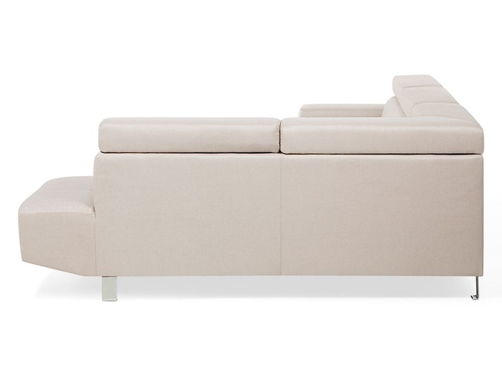 Beliani Narożnik lewostronny beżowy tapicerowany 5 osobowa sofa z regulowanymi zagłówkami Lewostronne Nóżki Na nóżkach
