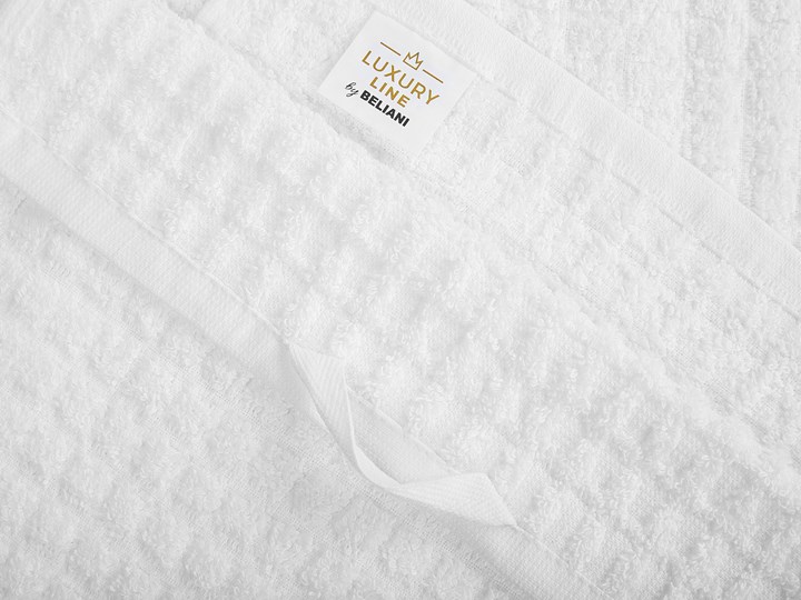 Beliani Komplet 4 ręczników biały bawełna low twist ręczniki dla gości do rąk kąpielowy i plażowy Komplet ręczników Ręcznik kąpielowy Ręcznik do rąk Ręcznik plażowy Ręcznik z kapturkiem Kolor Szary