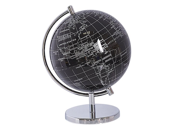 Beliani Globus czarny materiał syntetyczny średnica 15 cm na biurko ozdobny dekoracyjny Kategoria Figury i rzeźby Globusy Metal Kolor Szary