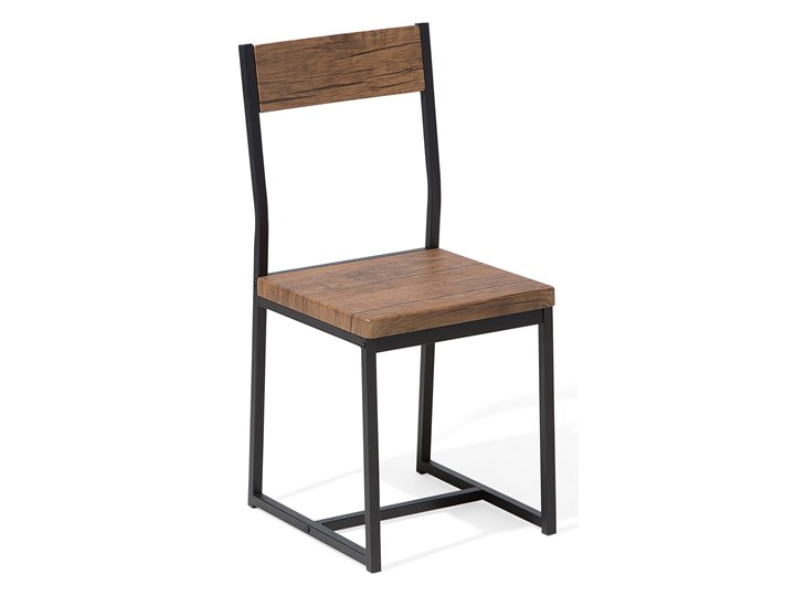 Beliani Zestaw mebli do jadalni 6-osobowy ciemne drewno czarna stalowa rama stół 150 x 90 cm 6 krzeseł industrialny Pomieszczenie Salon