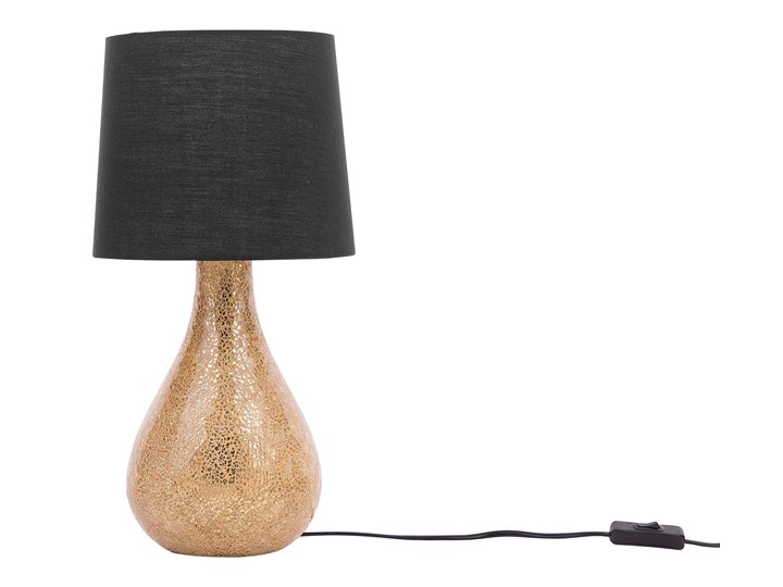 Beliani Lampa stołowa czarna złota szklana 47 cm mozaika okrągły abażur połysk nowoczesna
