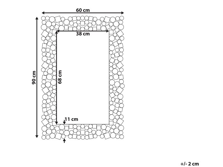 Beliani Lustro ścienne srebrne 60 x 90 cm prostokątne wiszące dekoracyjna rama styl glamour Lustro z ramą Pomieszczenie Przedpokój