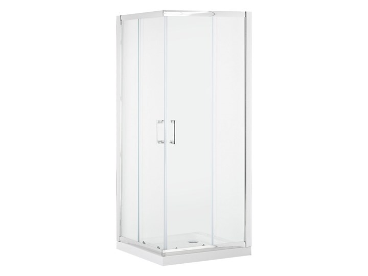 Beliani Kabina prysznicowa srebrna szkło hartowane aluminum podwójne drzwi 80x80x185cm nowoczesny design Narożna Rodzaj drzwi Rozsuwane Kwadratowa Kategoria Kabiny prysznicowe