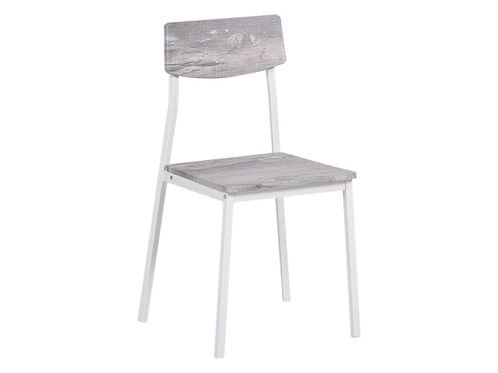 Beliani Zestaw do jadalni stół 110 x 70 cm i 4 krzesła szary z białą stalową ramą styl nowoczesny Pomieszczenie Jadalnia Kategoria Stoły z krzesłami