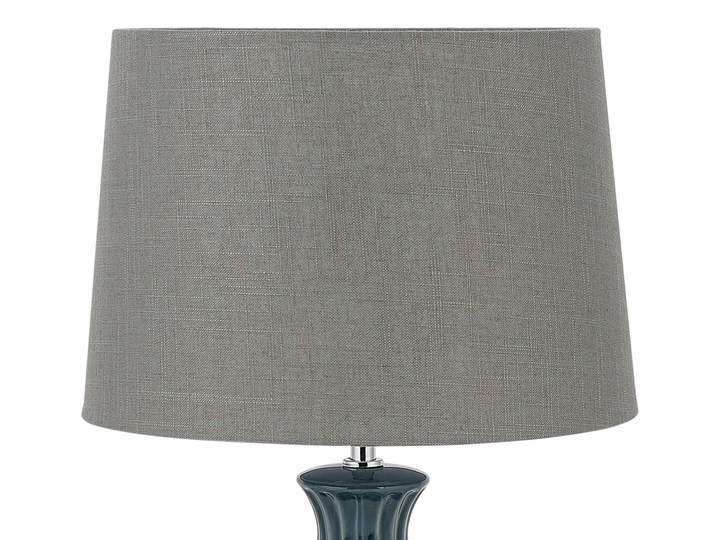 Beliani Lampa stołowa zielona ceramiczna 59 cm okrągły brązowoszary abażur klasyczna Lampa z abażurem Lampa solna Ceramika Styl Klasyczny