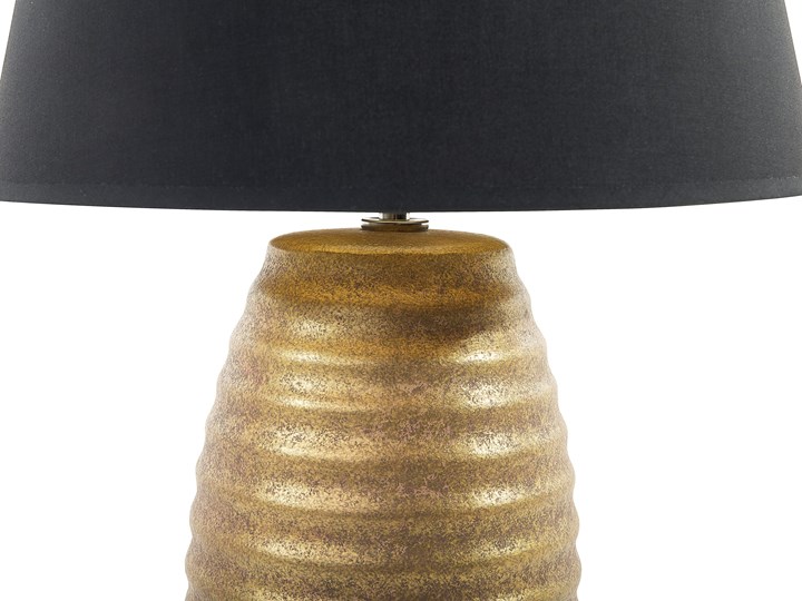 Beliani Lampka nocna stołowa złota z czarnym porcelanowa nowoczesna Lampa z abażurem Wysokość 56 cm Tkanina Ceramika Lampa nocna Pomieszczenie Sypialnia