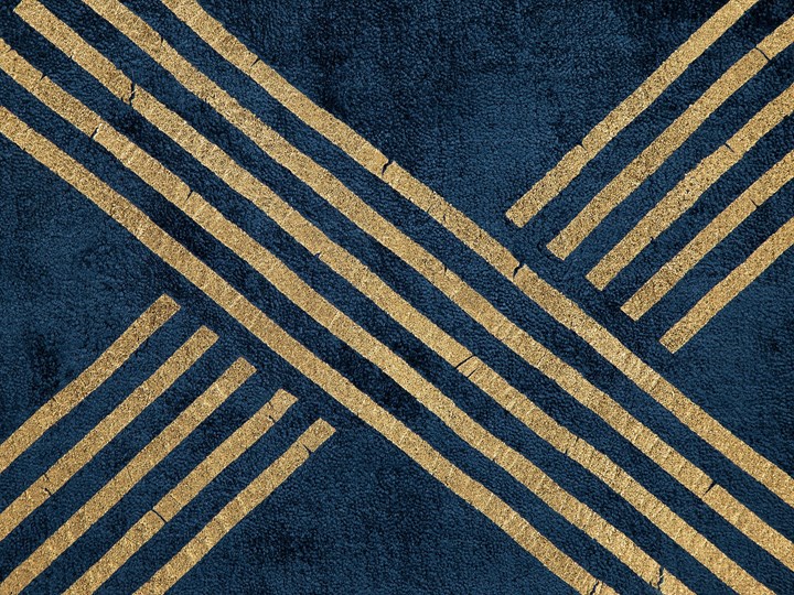 Beliani Dywan niebieski ze złotym geometrycznym wzorem wiskoza z bawełną 80 x 150 cm styl nowoczesny glamour 80x150 cm 160x230 cm Dywany Prostokątny Pomieszczenie Salon