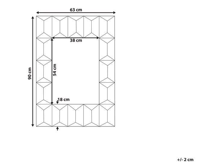 Beliani Lustro ścienne wielokolorowe drewniana prostokątna rama 63 x 90 cm ręcznie wykonane postarzane boho Prostokątne Lustro z ramą Styl Klasyczny Styl Rustykalny
