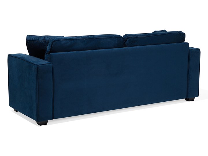 Beliani Sofa ciemnoniebieska welurowa trzyosobowa nowoczesna kanapa do salonu z poduszkami Głębokość 78 cm Stała konstrukcja Szerokość 204 cm Kolor Granatowy