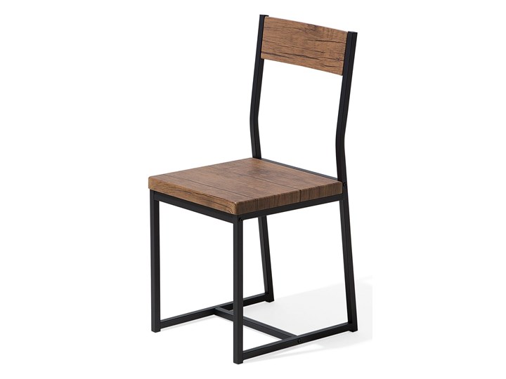 Beliani Zestaw mebli do jadalni 6-osobowy ciemne drewno czarna stalowa rama stół 150 x 90 cm 6 krzeseł industrialny Pomieszczenie Salon Pomieszczenie Jadalnia