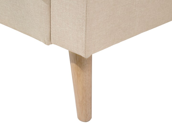 Beliani Sofa 2-osobowa jasnobeżowa tapicerowana materiałem drewniane nóżki dodatkowe poduszki wałki pikowane oparcie Głębokość 74 cm Szerokość 182 cm Stała konstrukcja Wielkość Dwuosobowa