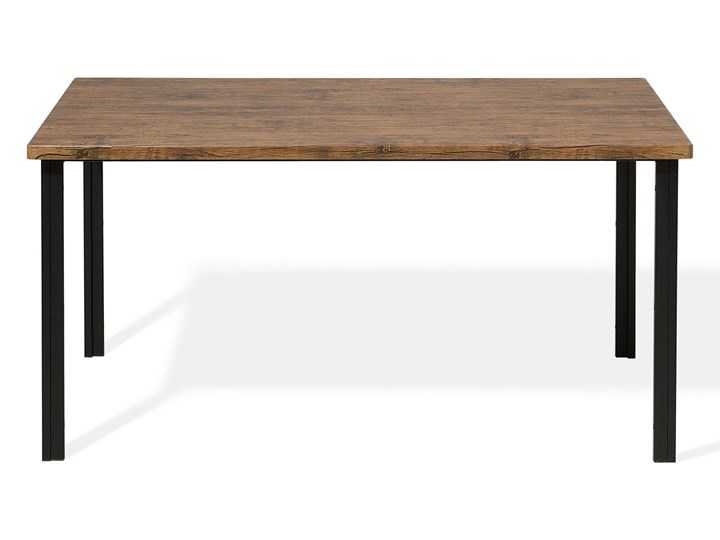 Beliani Zestaw mebli do jadalni 6-osobowy ciemne drewno czarna stalowa rama stół 150 x 90 cm 6 krzeseł industrialny Kolor Czarny Pomieszczenie Salon