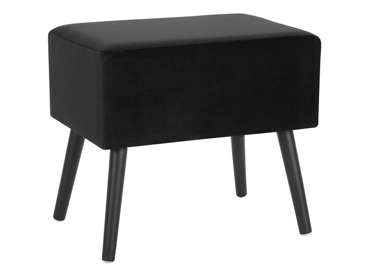 Beliani Stolik szafka nocna w kształcie walizki beżowa tapicerowana welurem 1 szuflada 46 x 50 x 35 cm nowoczesny design Drewno Sosna Tworzywo sztuczne Styl Klasyczny