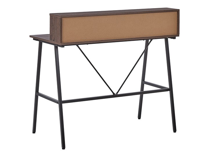 Beliani Biurko ciemne drewno płyta 100 x 50 cm czarna metalowa rama z półkami Szerokość 100 cm Płyta MDF Sekretarzyk Styl Rustykalny