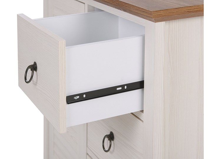 Beliani Komoda szafka kremowa drewniana 3 szuflady drzwiczki rustykalny styl do salonu Drewno Z szafkami i szufladami Głębokość 33 cm Szerokość 80 cm Płyta MDF Kolor Beżowy