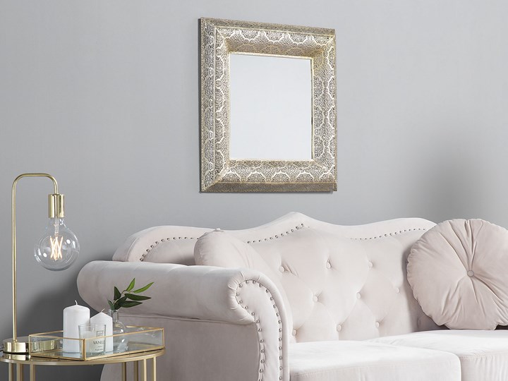 Beliani Lustro ścienne wiszące złote 60 x 60 cm vintage retro salon sypialnia łazienka Kwadratowe Lustro z ramą Kategoria Lustra