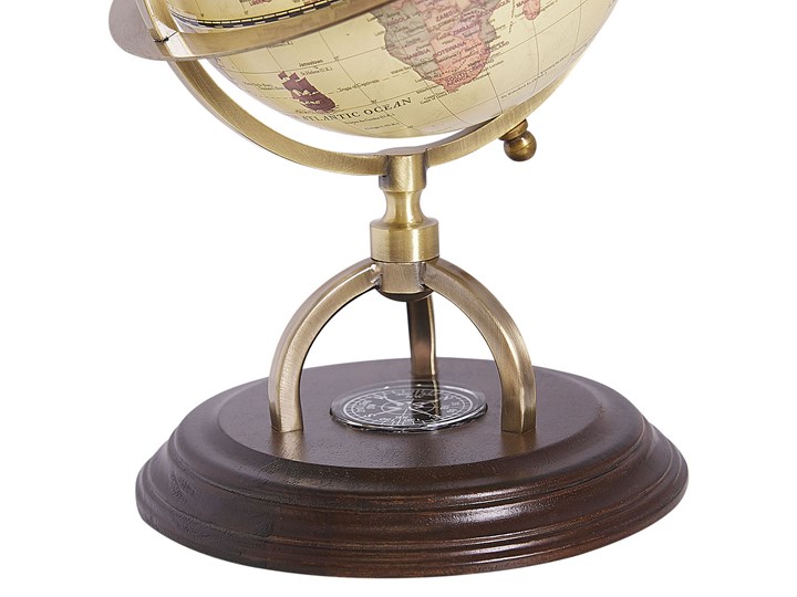 Beliani Figurka dekoracyjna globus w stylu vintage 16 cm Kolor Beżowy Metal Globusy Kategoria Figury i rzeźby