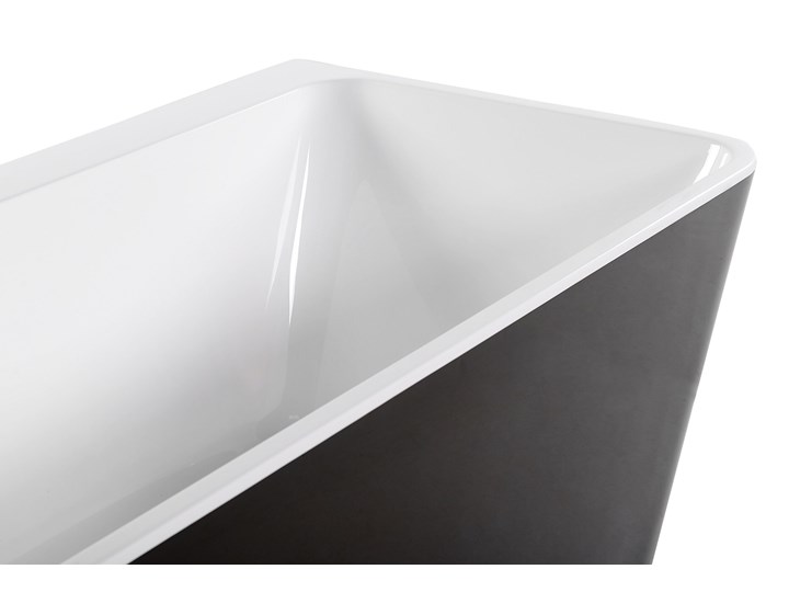 Beliani Wanna czarna akrylowa 170 x 80 cm system przelewowy prostokątna minimalistyczny design Długość 170 cm Symetryczne Kolor Czarny