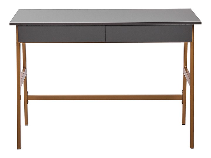Beliani Biurko szare ze złotym metalowa rama 110 x 55 cm biurko z szufladami w stylu glamour Szerokość 110 cm Płyta MDF Biurko tradycyjne Kategoria Biurka