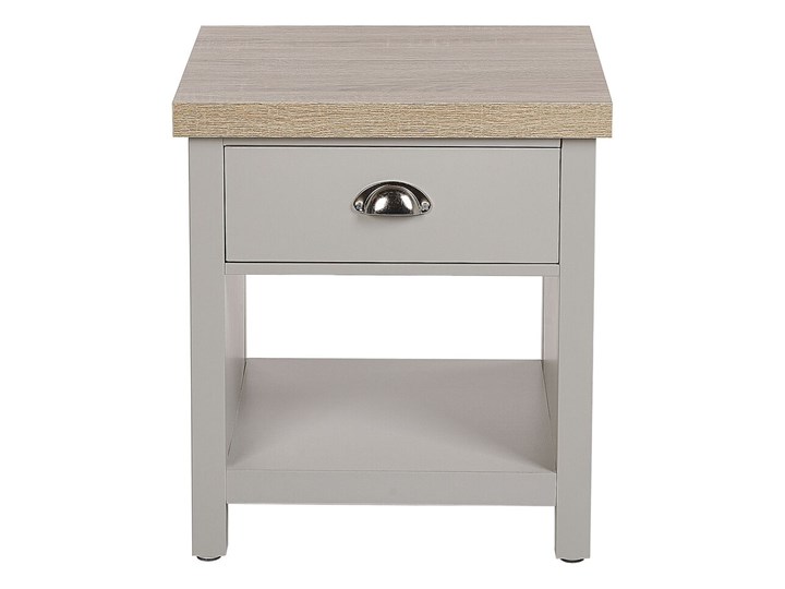 Beliani Szafka nocna szara blat jasne drewno 51 x 45 cm szuflada półka styl skandynawski Styl Tradycyjny Płyta MDF Płyta laminowana Płyta meblowa Typ Nocne